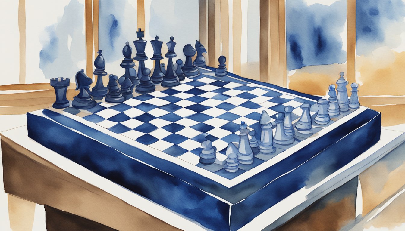 Deep Blue: The Landmark Chess Computer in a sleek, modern setting with a chess board and pieces arranged for a game in progress