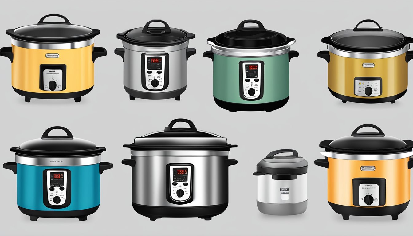 A collection of top-rated slow cookers displayed with labels and customer reviews