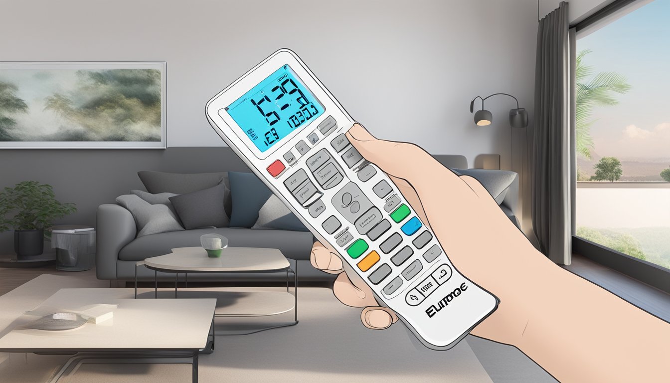 The Europace aircon remote control is being explored, showcasing its various features and functions