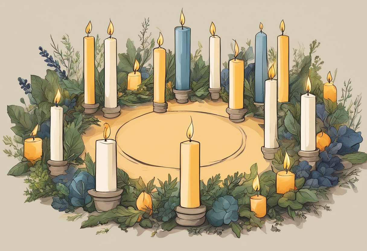 A circle of candles burns brightly, surrounded by herbs and crystals. Battle prayers are written on parchment, ready to be spoken aloud to expose hidden witches