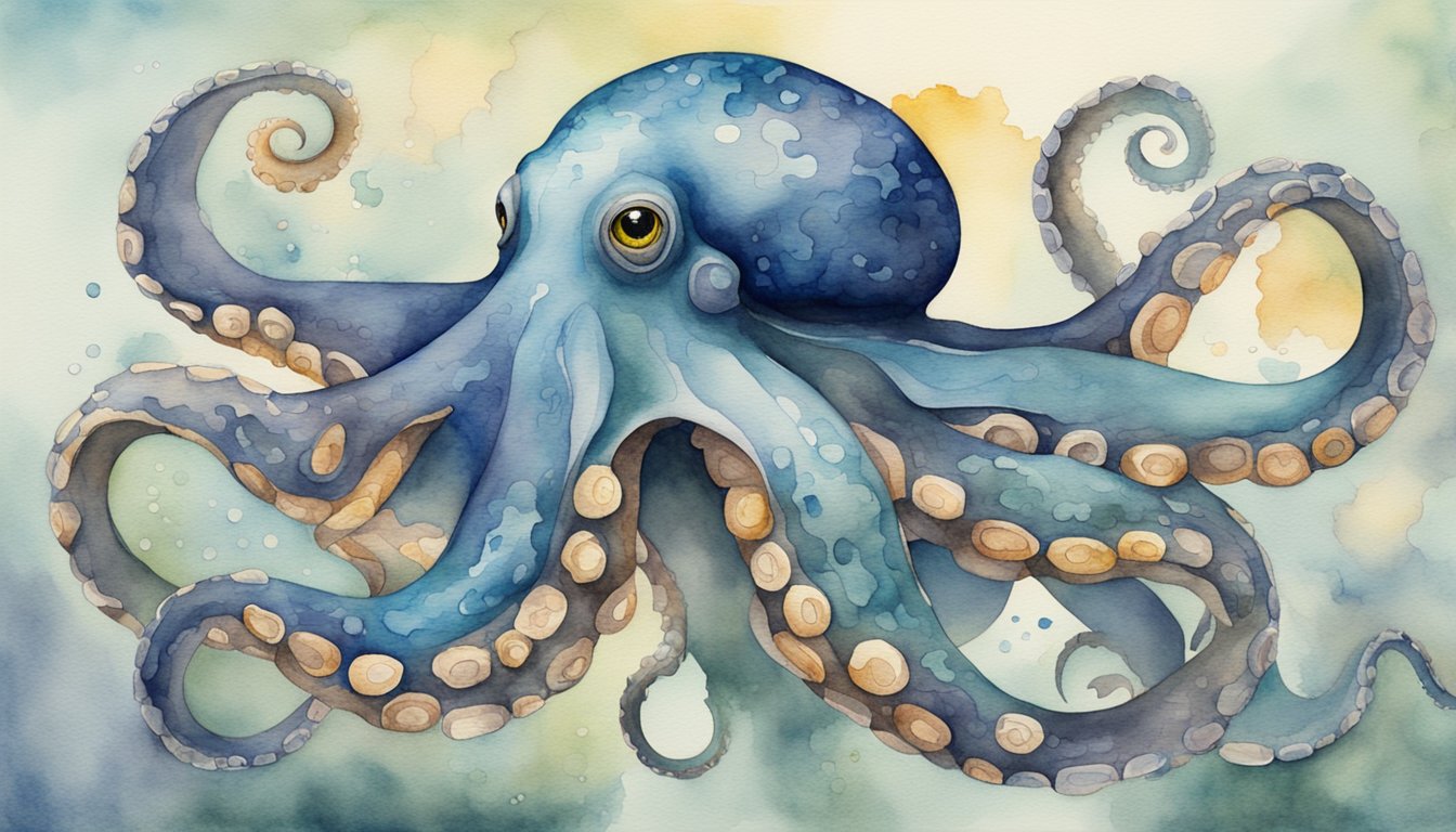 An octopus solving a complex puzzle to demonstrate its intelligence