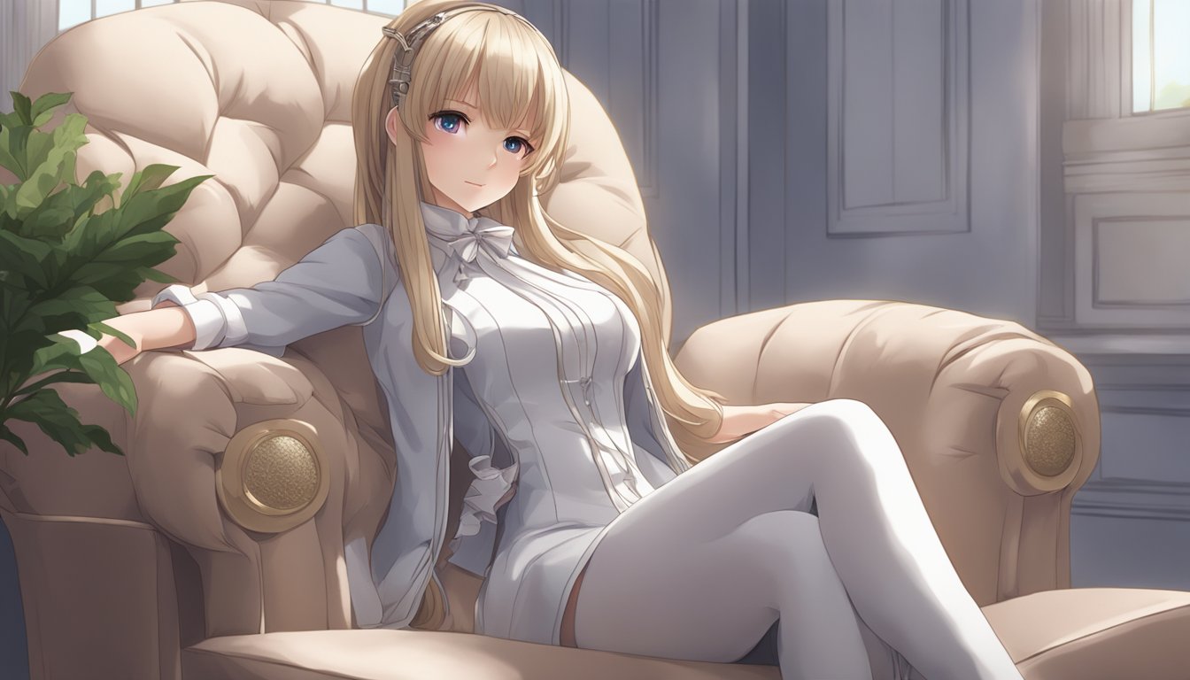 A sex doll sits on a velvet chair, bathed in soft natural light, with a neutral background. The doll's expression is serene and inviting, creating a compelling portrait