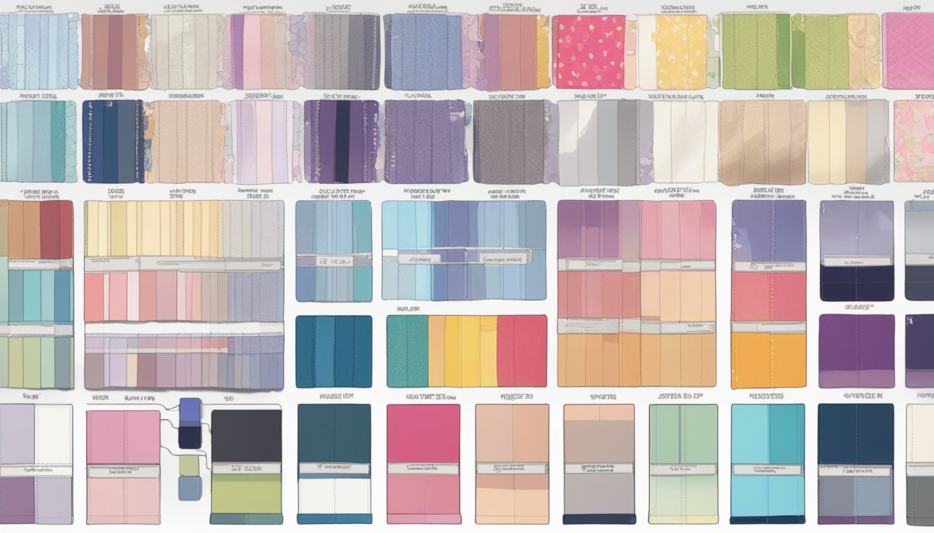 A collection of fabric swatches with labels indicating safety and suitability for sex dolls