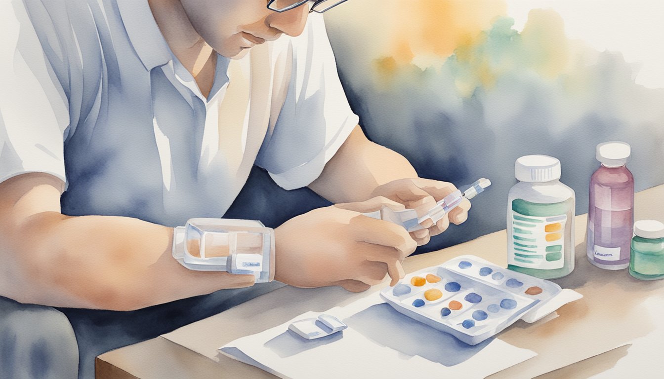 A person taking medication, using a seizure alert device, and following a seizure action plan to manage epilepsy-related risks