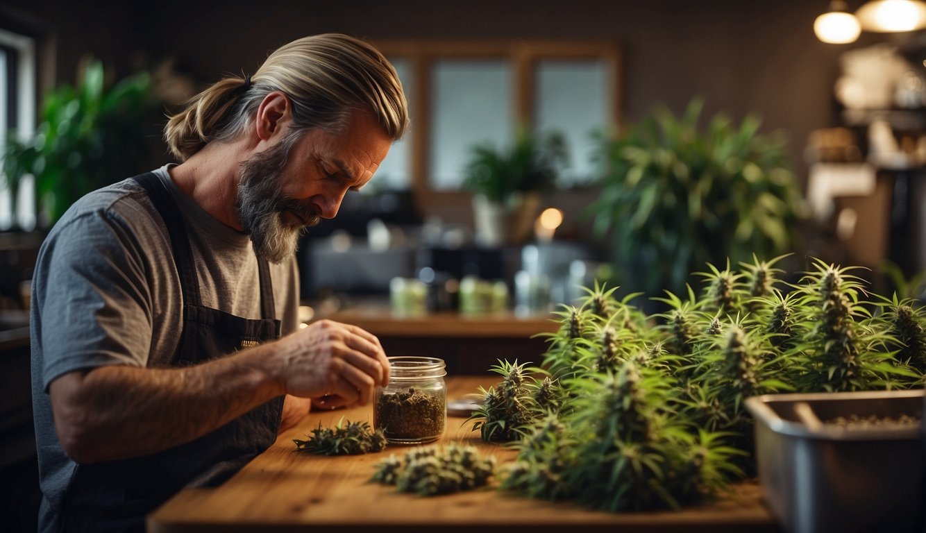 An adult prepares and consumes cannabis herbal remedies in Quincy, IL