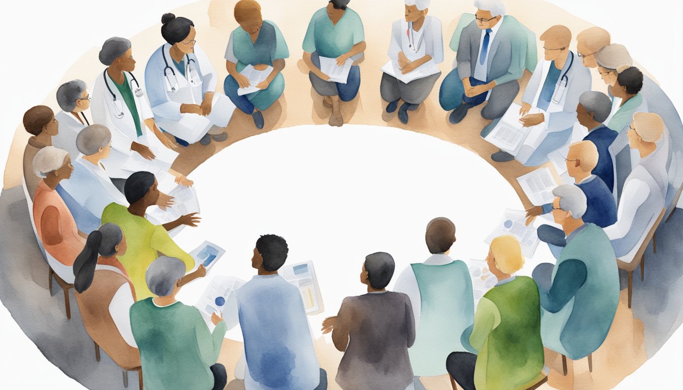 A group of doctors gather in a circle, discussing the organizational structure of Doctors Without Borders, expressing criticism and concerns about equity