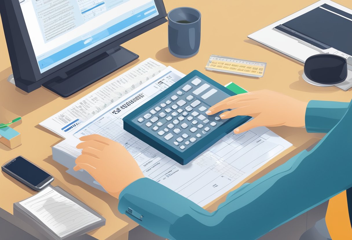 Cegueira e isenção do imposto de renda: Entenda seus Direitos 2 A visually impaired person filling out tax forms with a Braille tax guide and a computer equipped with screen-reading software