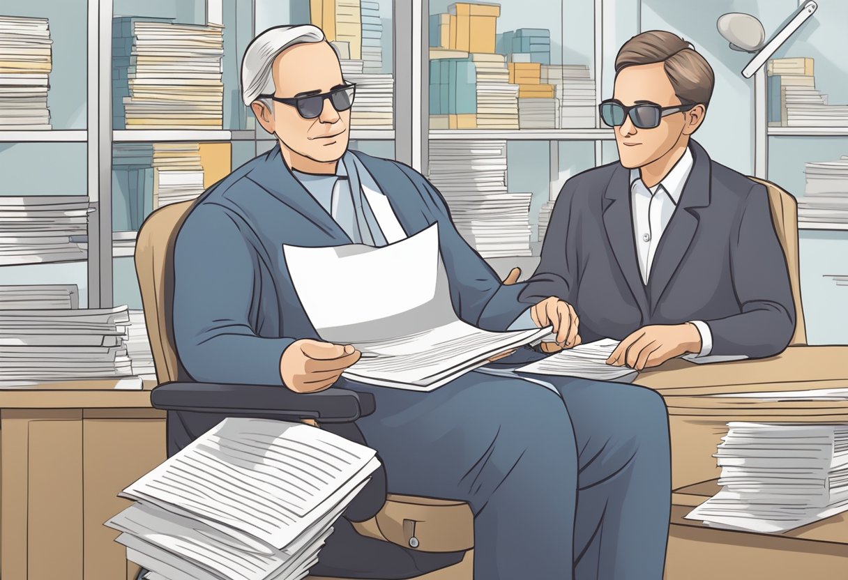 Cegueira e isenção do imposto de renda: Entenda seus Direitos 3 A blind person receiving tax exemption papers for disability retirement benefits