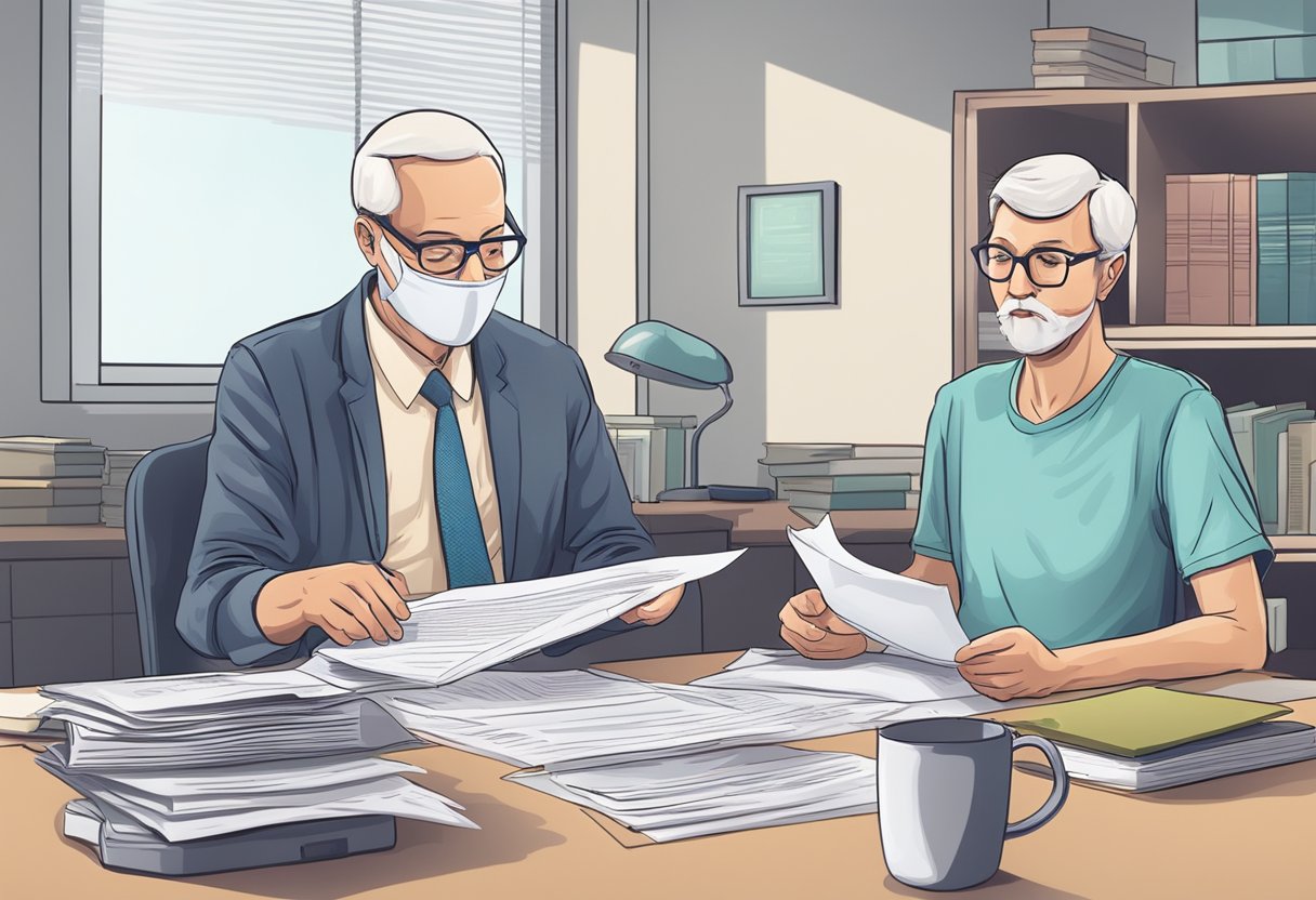 Isenção retroativa de imposto de renda e câncer: Entendendo seus Direitos Legais 2 A cancer patient receiving retroactive tax exemption paperwork from a government office