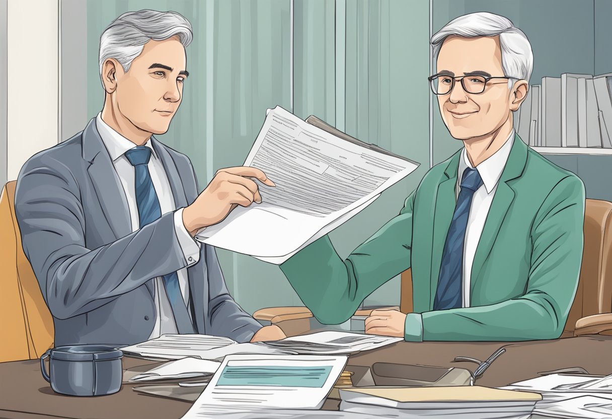 Isenção De IR Para Neoplasia Maligna Após Os Cinco Anos: Entenda as Condições e Direitos 2 A person receiving a document titled "Legislation and Right to Exemption: Income Tax Exemption for Malignant Neoplasm after Five Years."