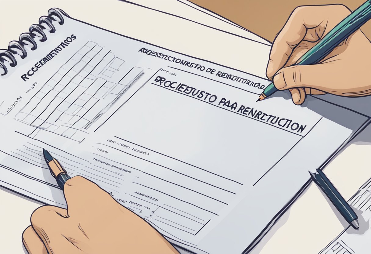 Como Receber Restituição Do Imposto de Renda de Anos Anteriores: Guia Prático 3 A person filling out a form with "Procedimentos para Solicitar Restituição" and "Imposto de Renda de anos anteriores" written on it