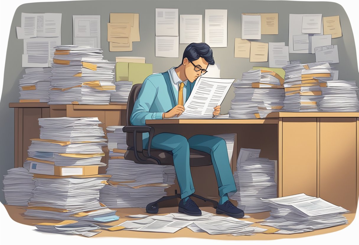 Paralisia: isenção de imposto de renda e seus direitos 3 A person with a serious illness unable to work, surrounded by tax documents and legal papers