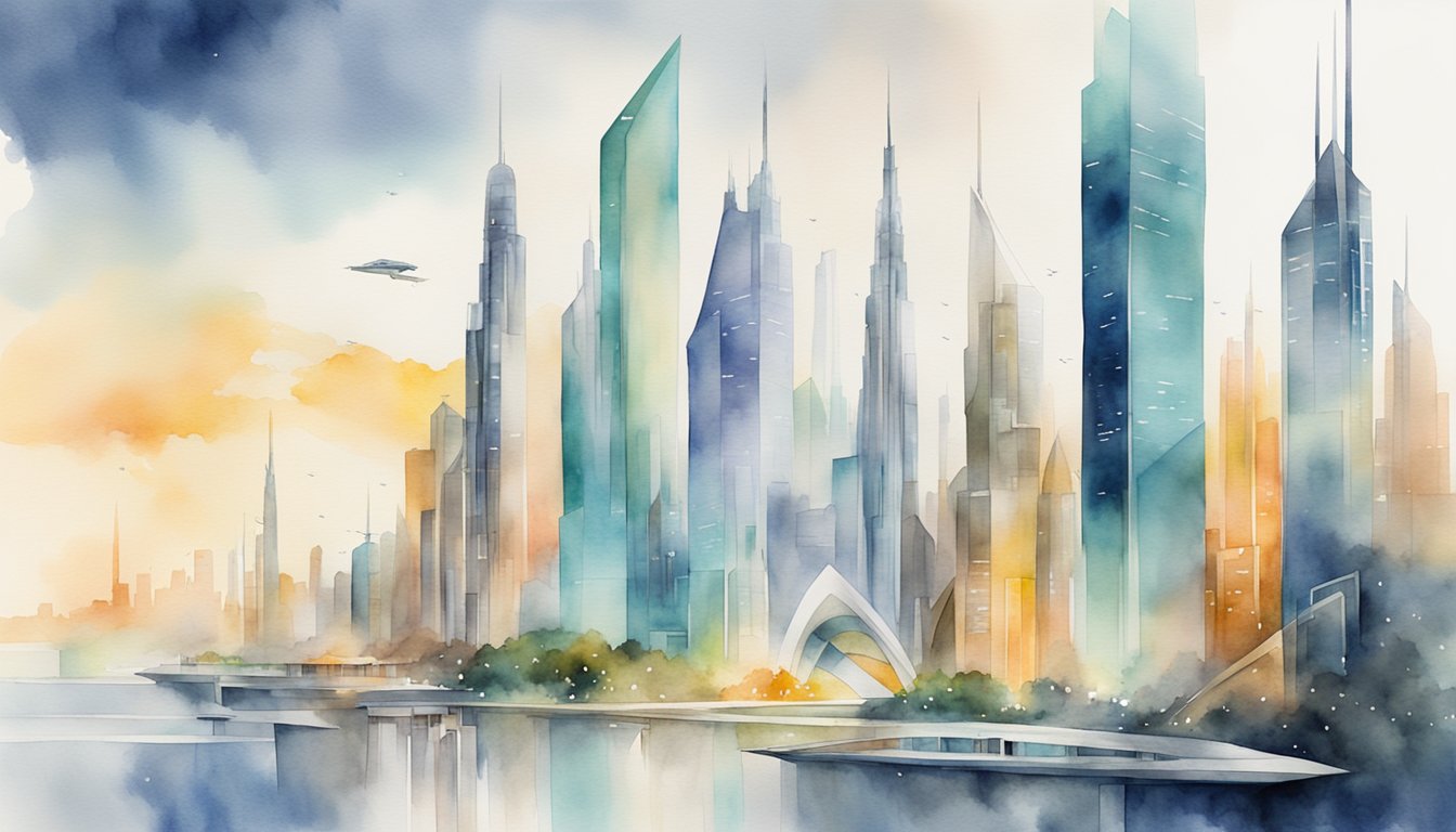 A futuristic city skyline with advanced technology and sleek architecture, showcasing the potential for innovation and progress