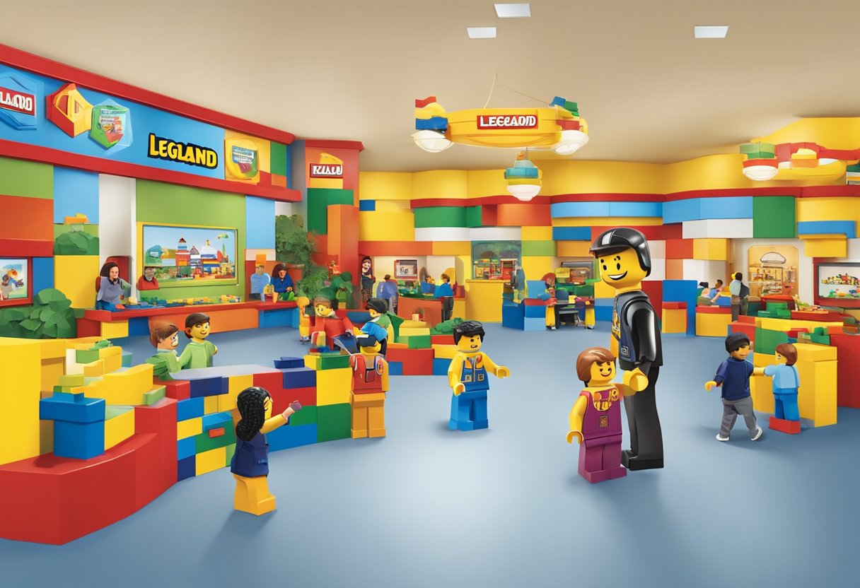 Guests interact with staff at Legoland Discovery Center. Smiling faces and helpful assistance create a welcoming and customer-focused atmosphere