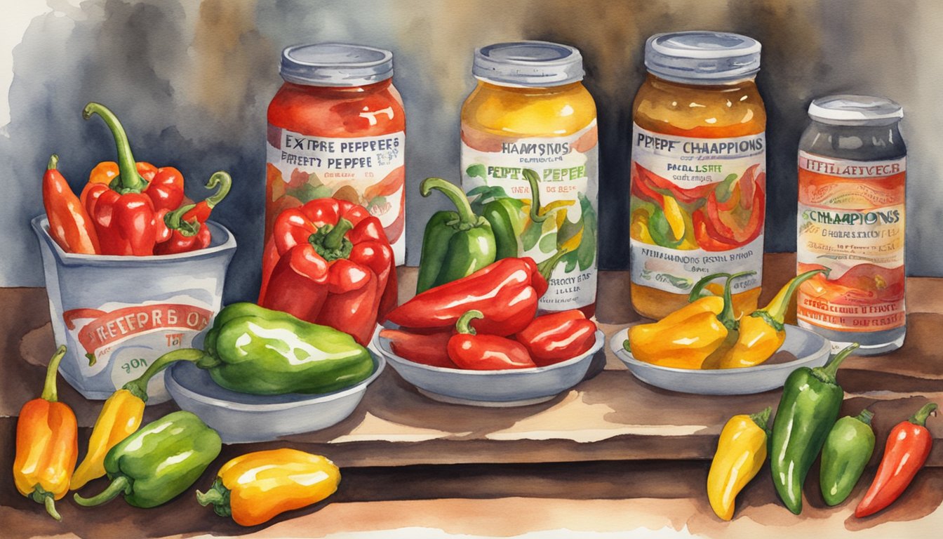 A table displaying various peppers, with a spotlight on the "Champions of Heat" hottest pepper in the world.</p><p>Labels and signage emphasize its extreme spiciness