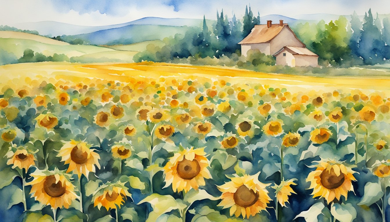 Vibrant sunflower fields in Ukraine, symbolizing cultural and global impact through their beauty and significance