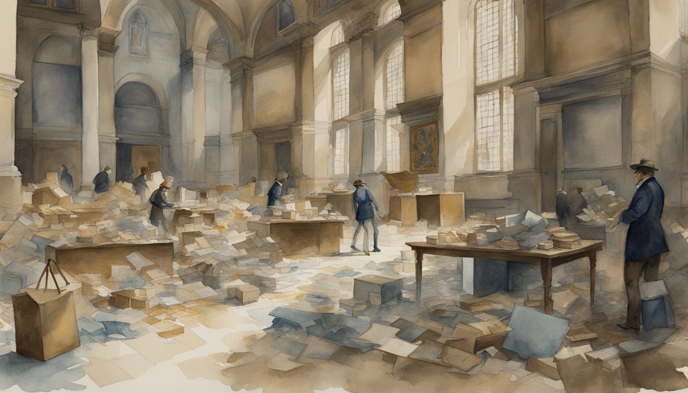 The aftermath of the Isabella Gardner Museum heist shows scattered artwork and ongoing search efforts