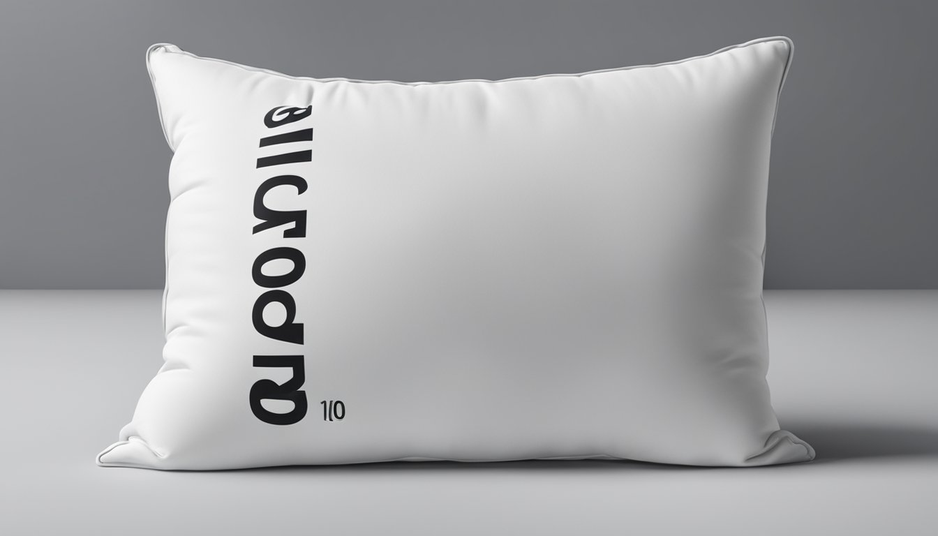 A white pillow with "Frequently Asked Questions 100 latex pillow" printed in bold black letters