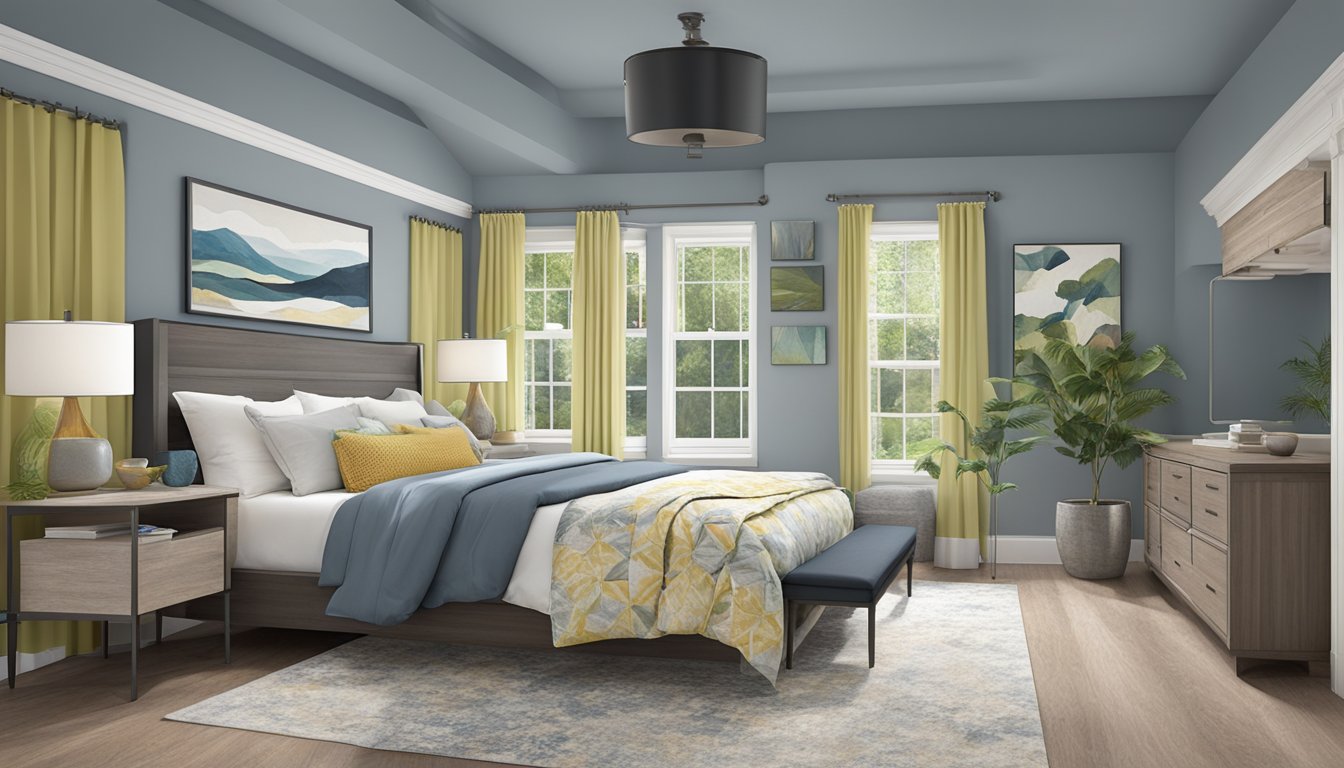 A bedroom with a variety of renovation ideas, including new paint colors, furniture layouts, and decor options