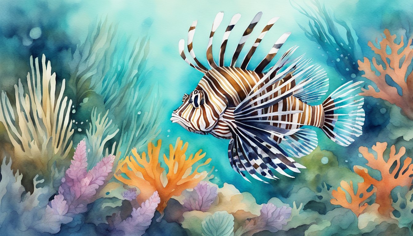 Lionfish hunting and consuming native fish in coral reef.</p><p>Causing decline in biodiversity and local fish populations.</p><p>Economic loss for fishing industry