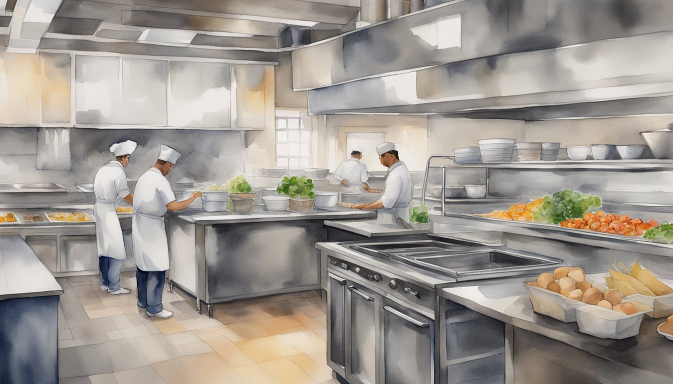 A ghost kitchen hums with activity as digital orders pour in and chefs swiftly prepare meals for delivery.</p><p>The space is efficient and organized, with a steady flow of couriers picking up orders