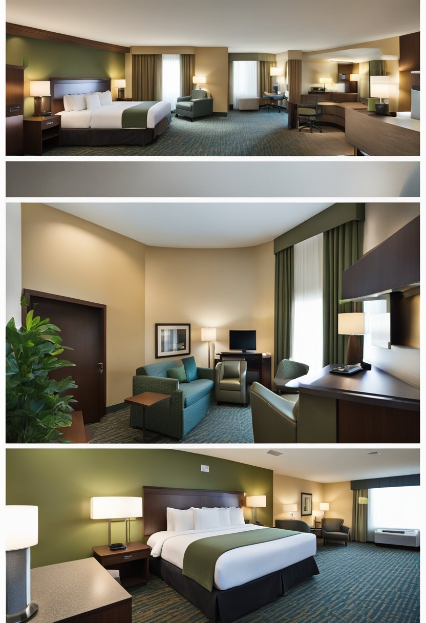 Homewood Suites by Hilton in Waco, featuring family suites with modern amenities and spacious living areas, surrounded by lush greenery and a tranquil atmosphere