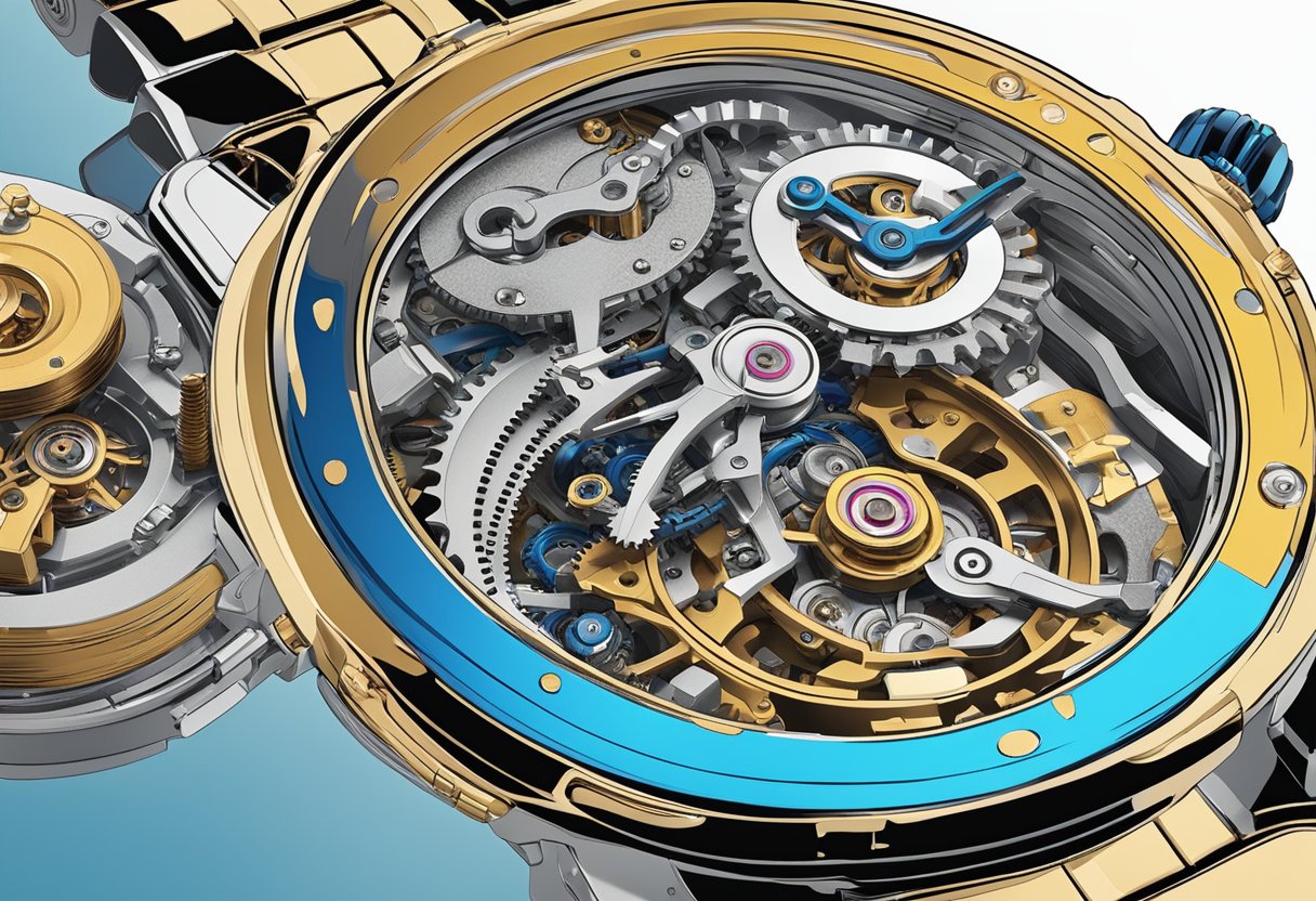 Gears and springs move within a Seiko watch movement, powering its precise timekeeping