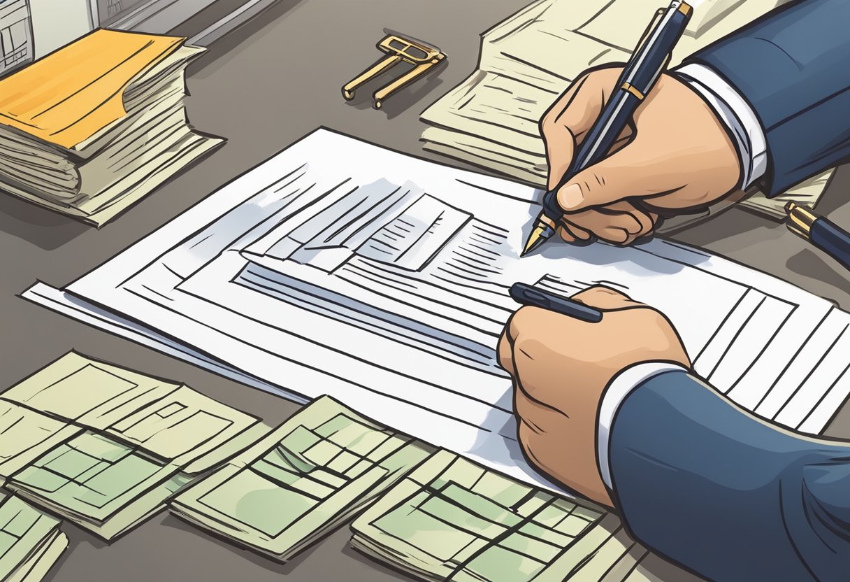 Distrato De Loteamento e Devolução Dos Valores Do Terreno: Entendendo Seus Direitos 3 A legal document being signed and exchanged for a refund of land value in a real estate setting