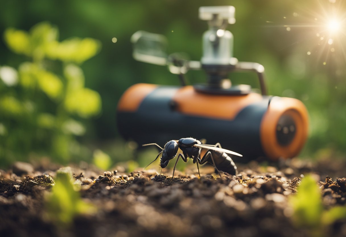 A pest control expert applies chemical methods to eliminate ants