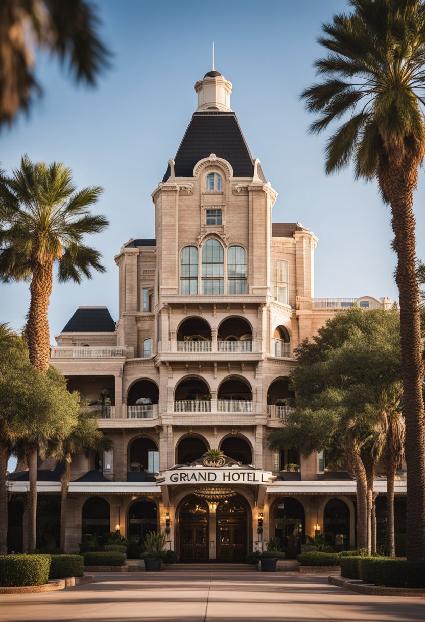 The grand Driskill Hotel stands tall near the iconic magnolia silos, exuding luxury and elegance