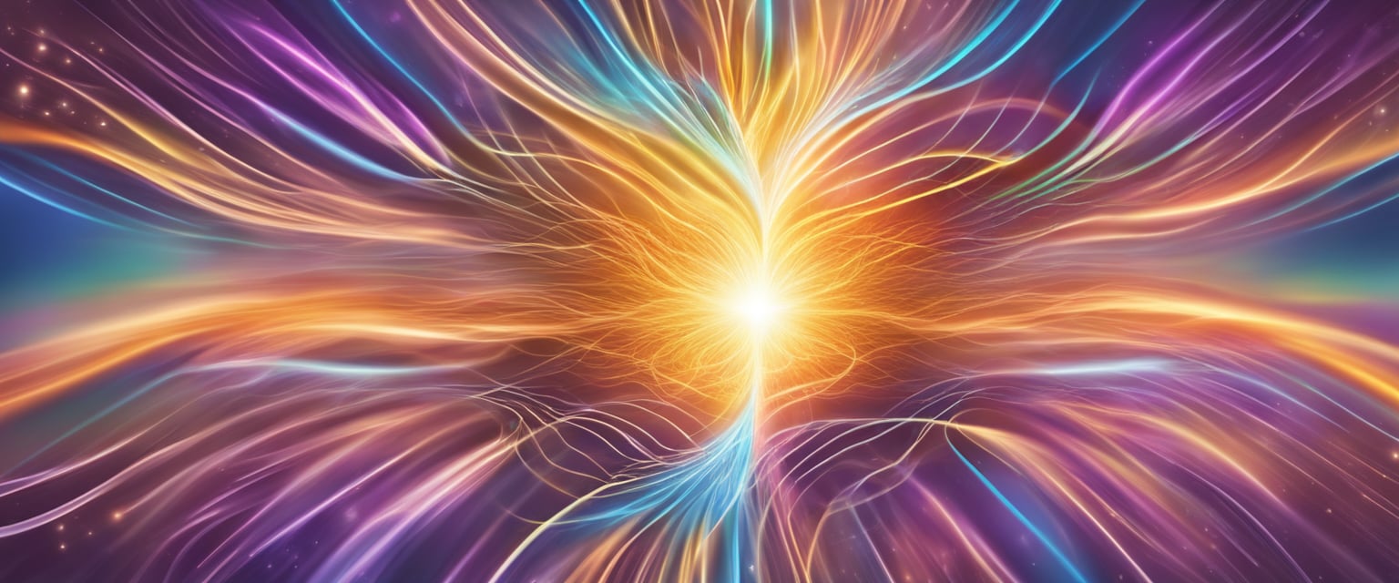 Two energy fields merge, radiating love towards each other