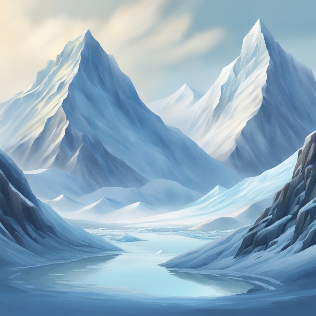 Two icy mountains stand side by side, each representing a different competitor to IcyLeads. The mountains are covered in snow and ice, creating a stark and competitive landscape