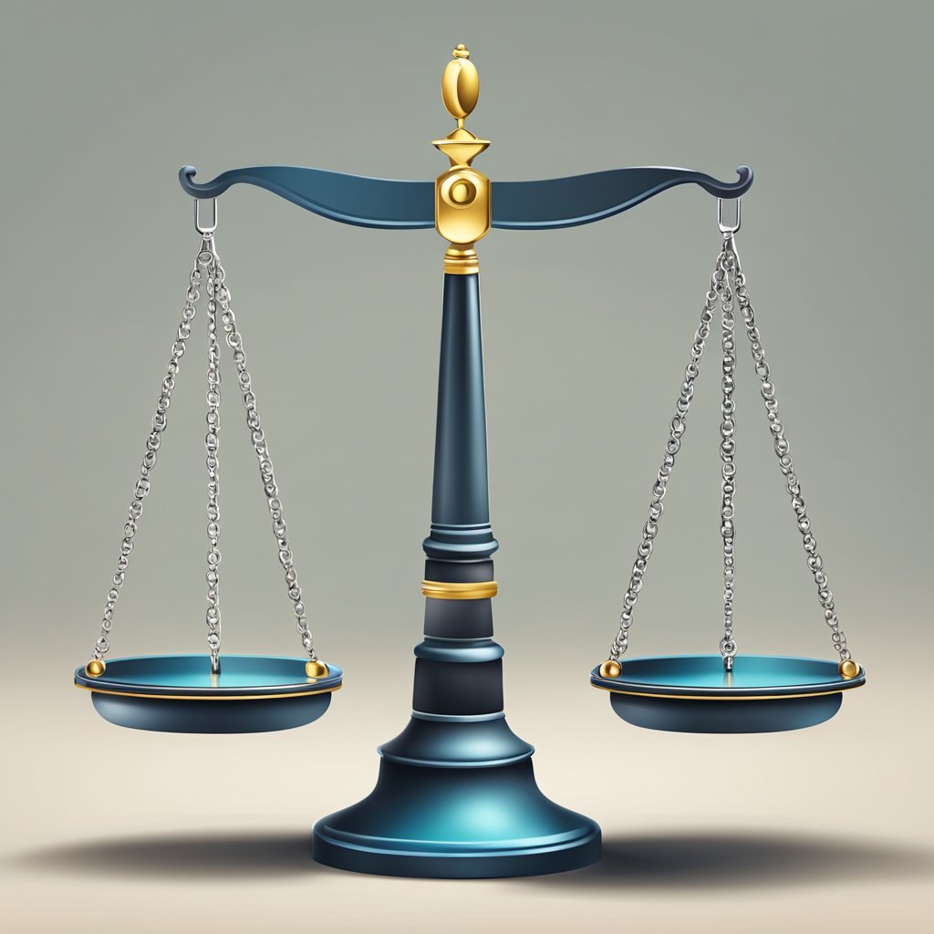 A scale balancing a gavel and a set of ethical scales
