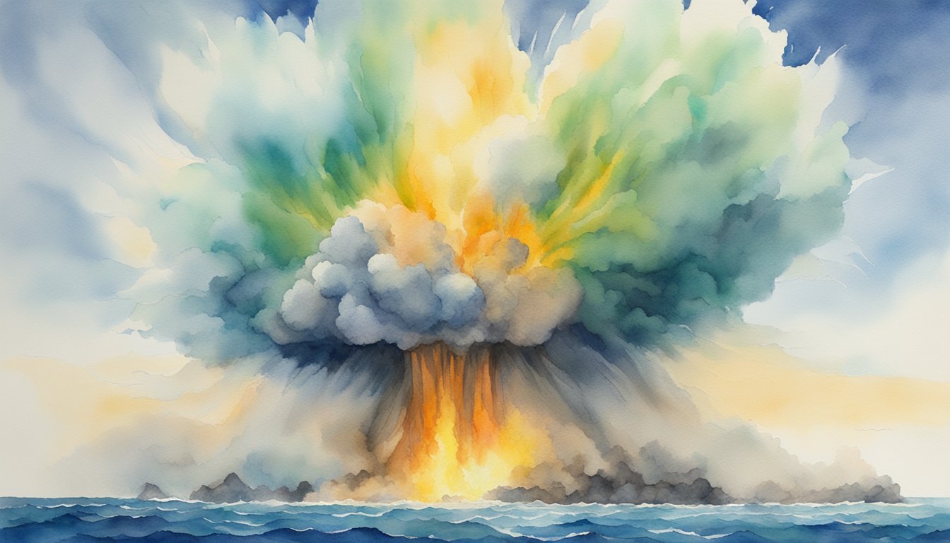 The explosion of the Christmas Island nuclear test sends shockwaves through the ocean, causing destruction to the surrounding marine life and ecosystem