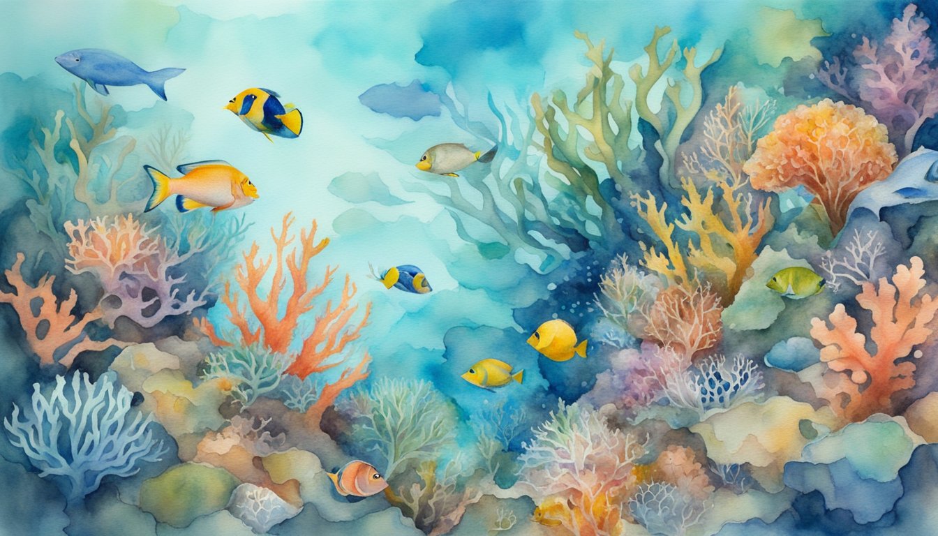 The vibrant coral reef teems with life, but discarded plastic and fishing nets entangle marine creatures, disrupting the delicate balance of the ecosystem