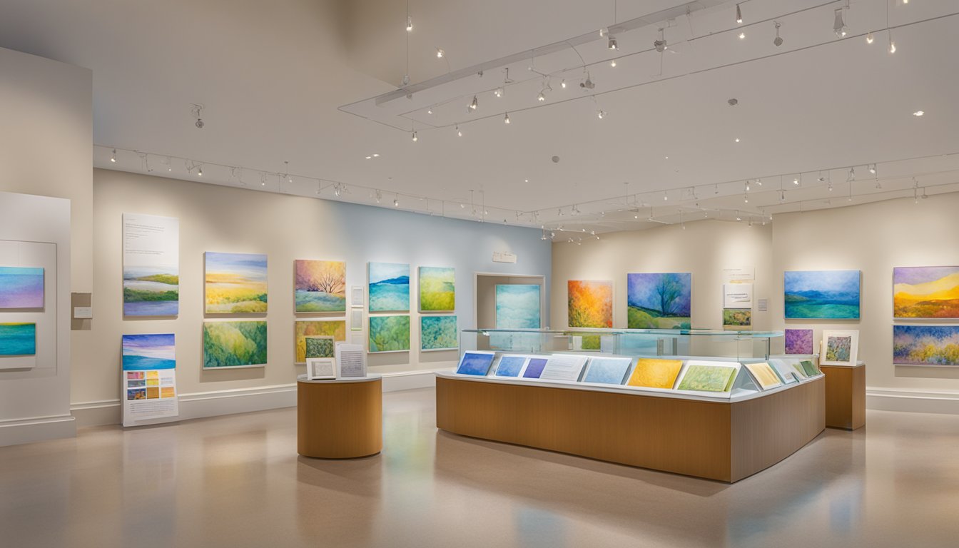 The Maitland Art Museum's visitor information and programs area is filled with colorful brochures and interactive displays, inviting guests to explore the museum's offerings