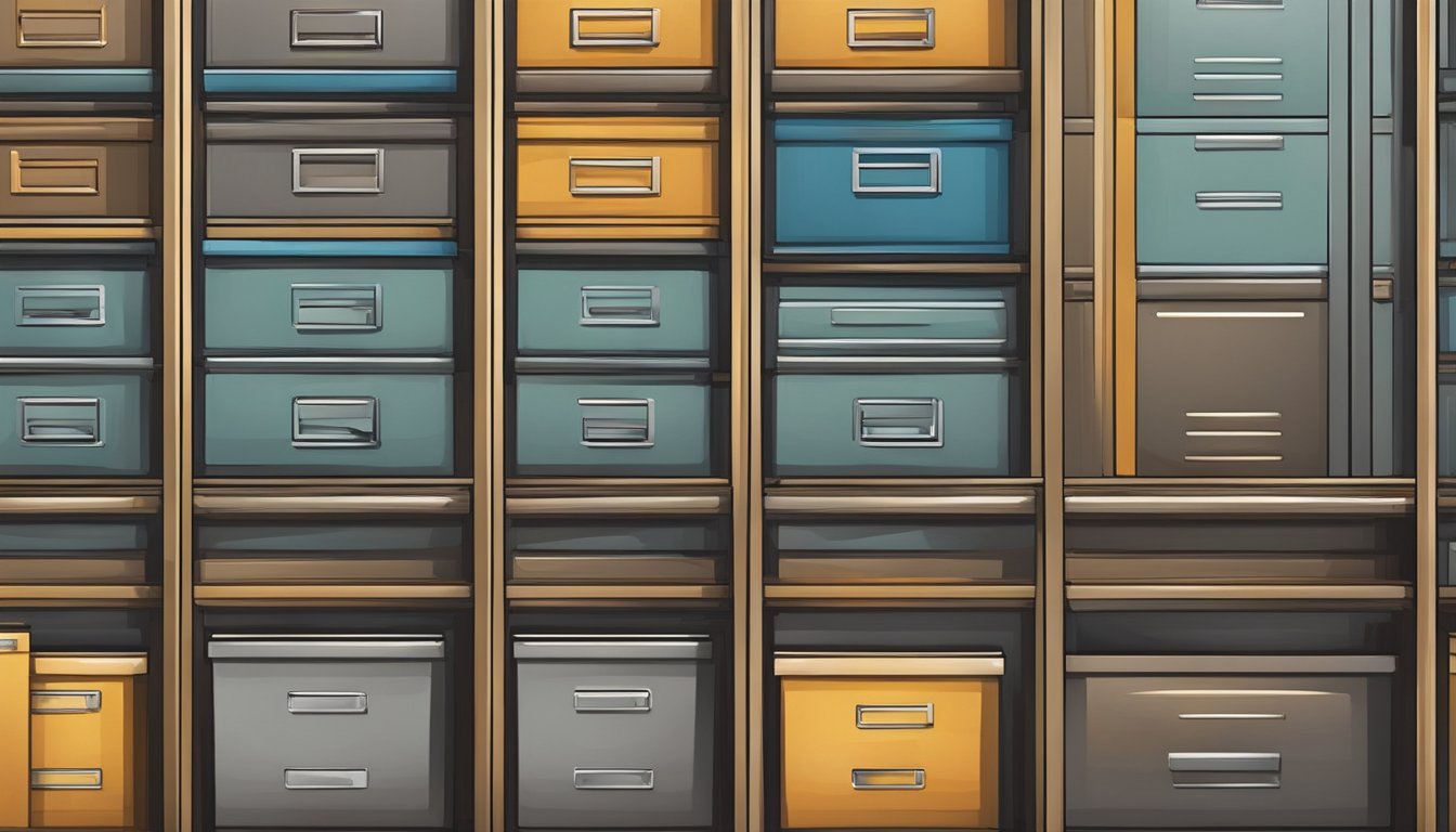 A storage cabinet with drawers, featuring sleek design and modern features