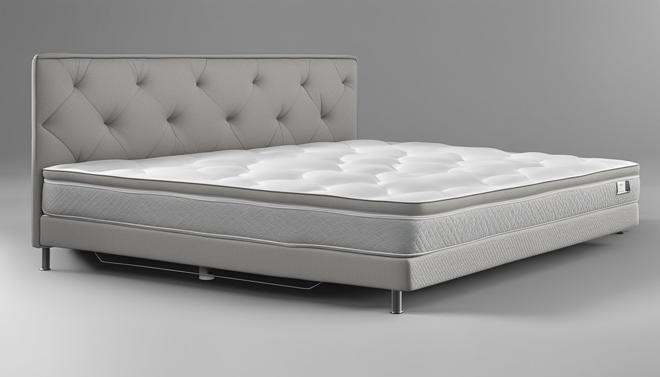 A bonnell spring mattress lies on a sturdy bed frame, with its coil system and cushioned top clearly visible