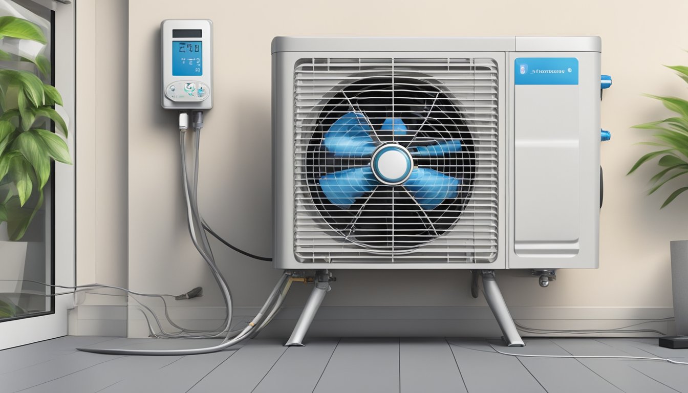 An air conditioning unit hums as it cools a room. A power meter ticks as electricity is consumed