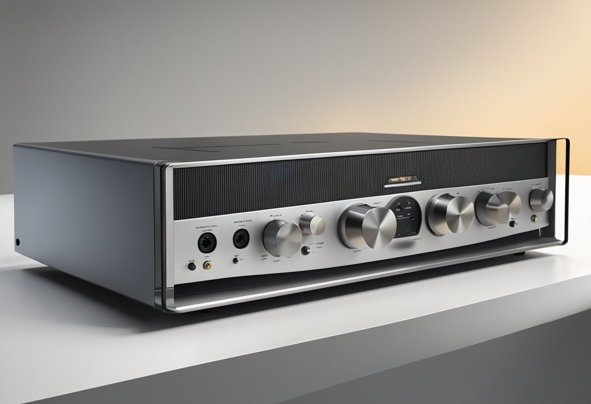 A high-quality, affordable amplifier sits on a clean, well-lit stage