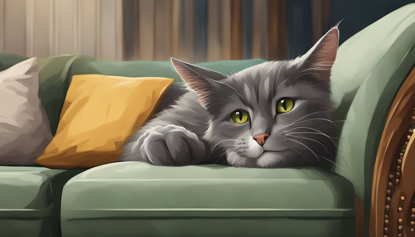 A cat sharpens its claws on an anti-scratch sofa, leaving no marks behind