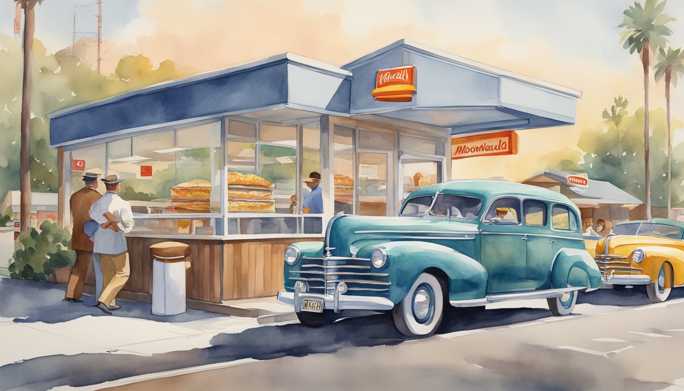 The McDonald brothers open their first fast-food restaurant in 1940s California, pioneering the concept of the "Speedee Service System."