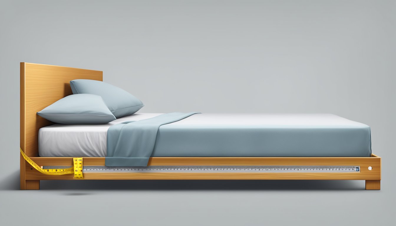 A single bed measuring its length with a measuring tape