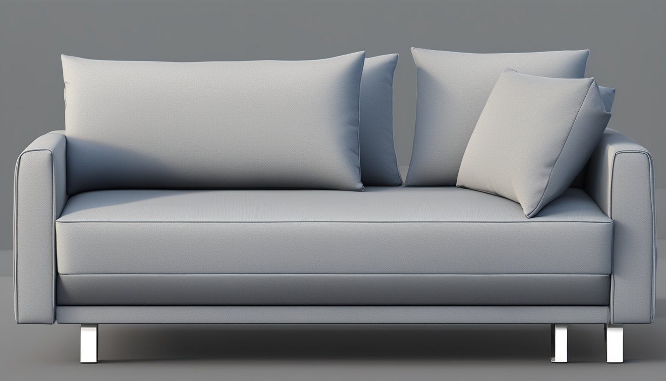 A convertible sofa bed seamlessly transforms from seating to sleeping, with sleek lines and versatile design