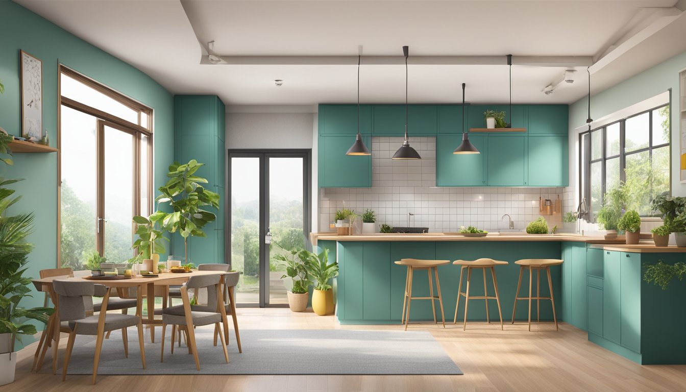 A family home being renovated with eco-friendly materials and energy-efficient appliances, showcasing the benefits of choosing a DBS Eco-Aware Renovation Loan in Singapore