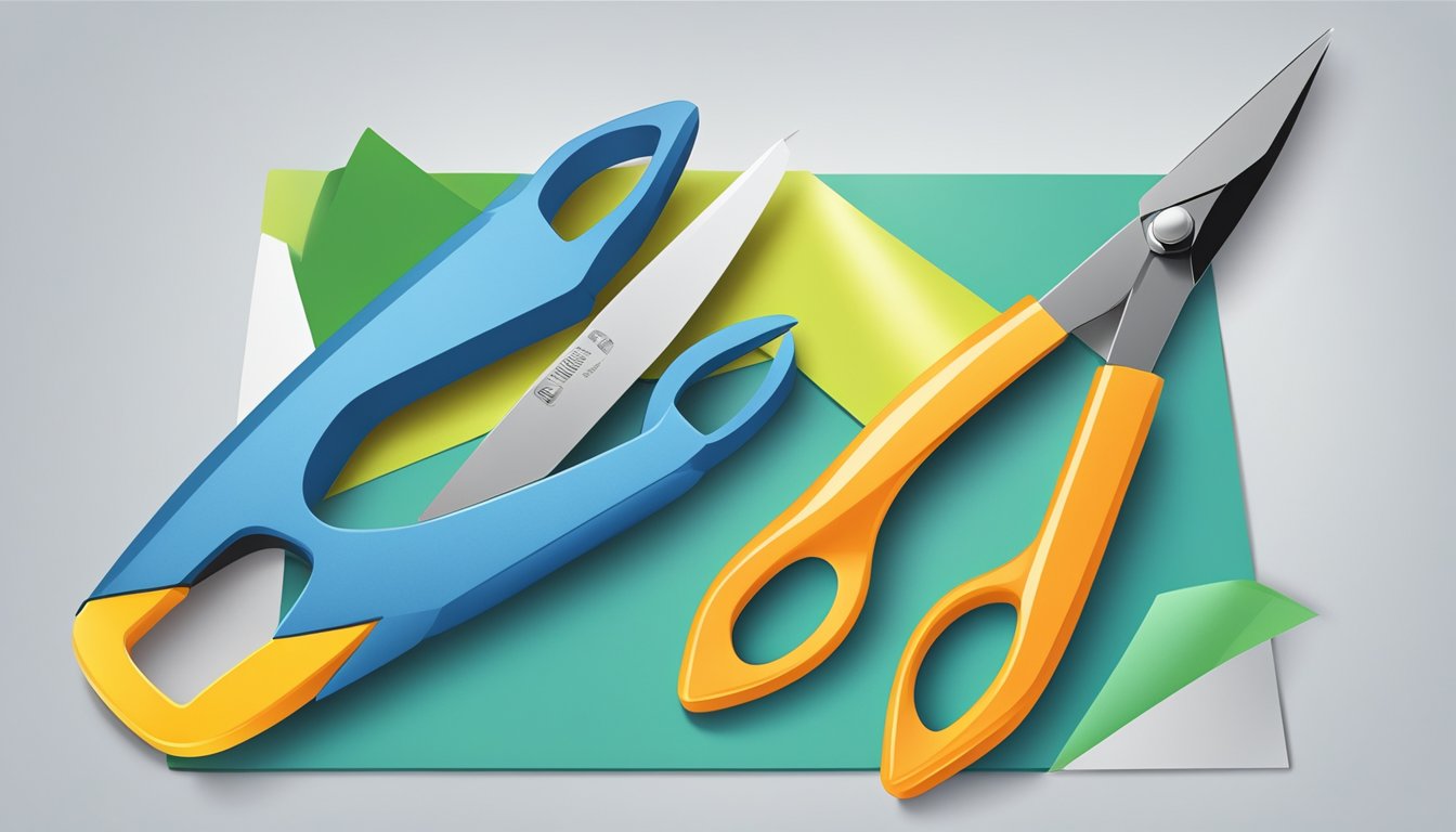 A pair of scissors cutting through a sheet of ABS plastic, creating clean and precise edges