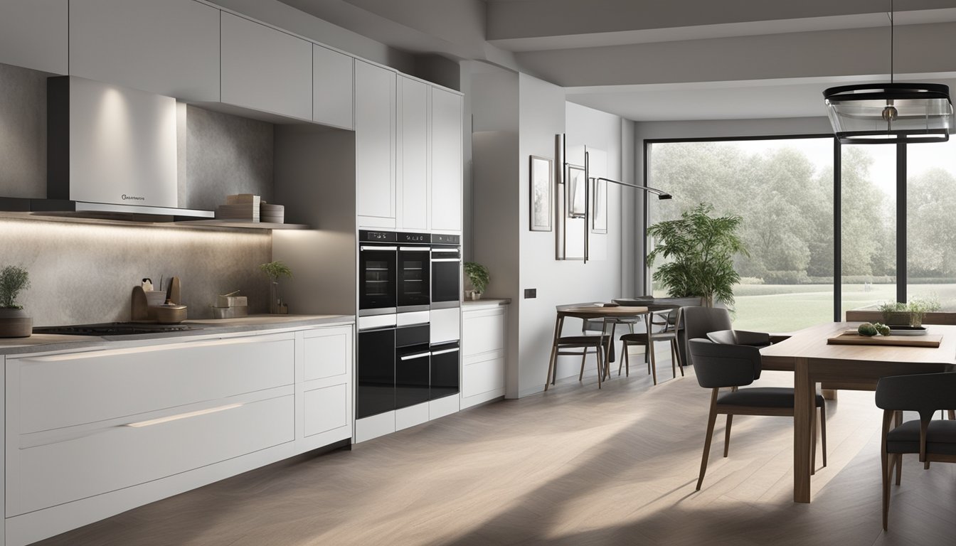 The built-in steam oven emits a gentle mist as it cooks, filling the kitchen with a warm and comforting aroma. The sleek, modern design of the oven adds a touch of sophistication to the space