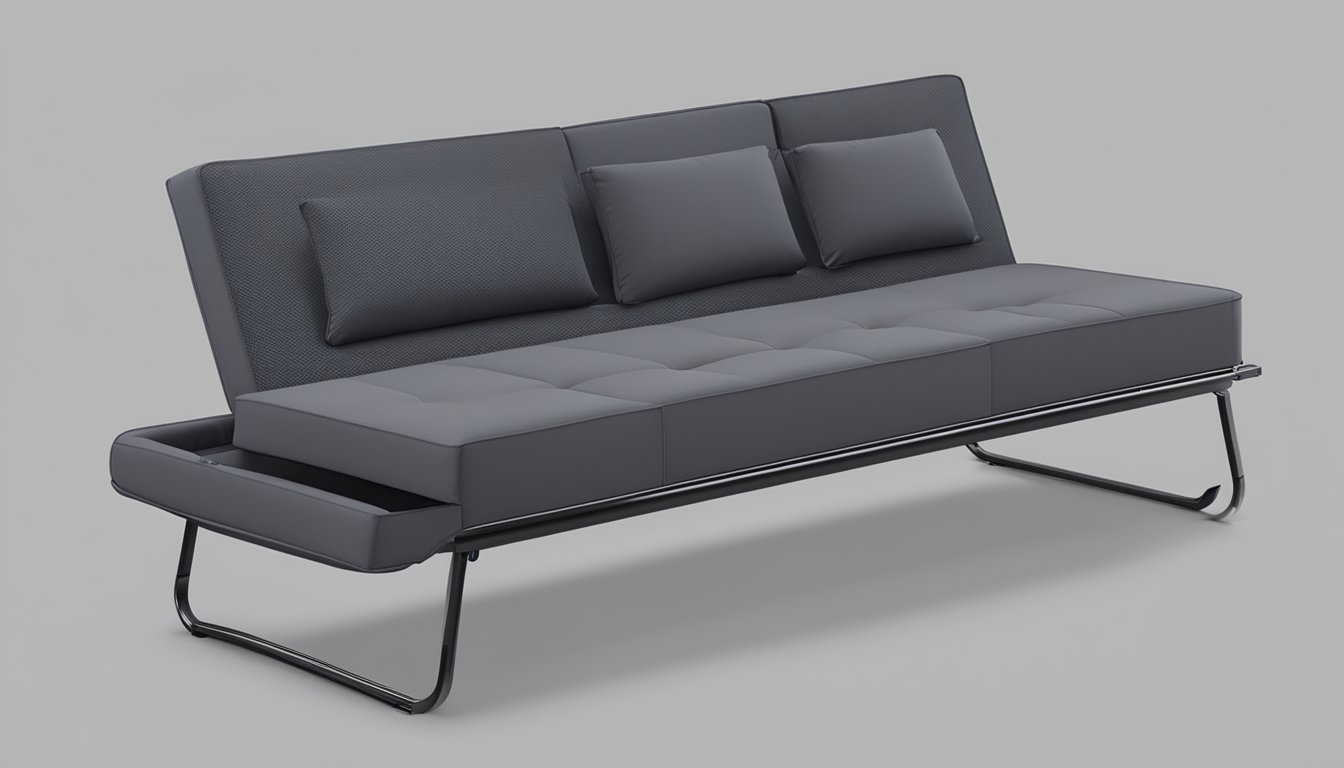 A single foldable sofa bed with sleek design and comfortable features