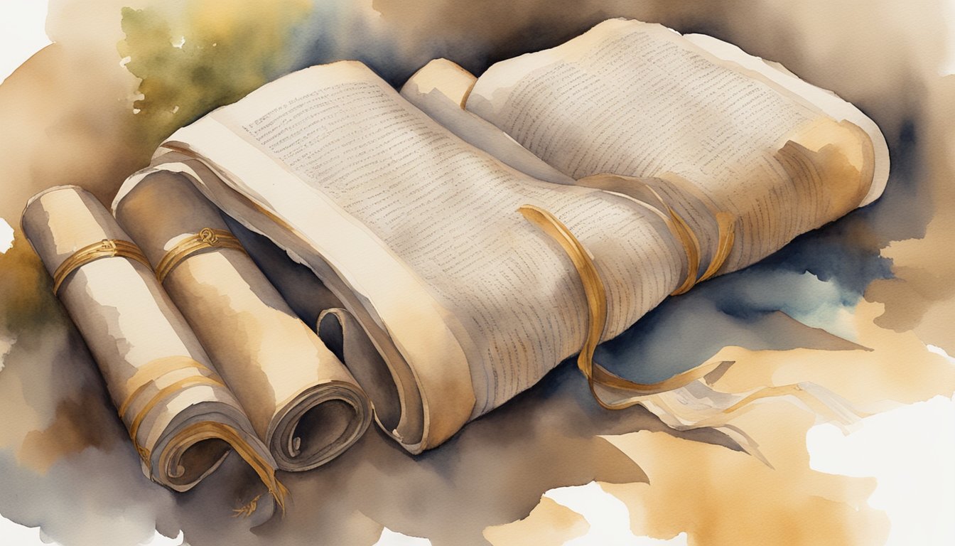 Ancient scrolls lay scattered, revealing hidden truths.</p><p>Light illuminates their faded words, shaping religious understanding