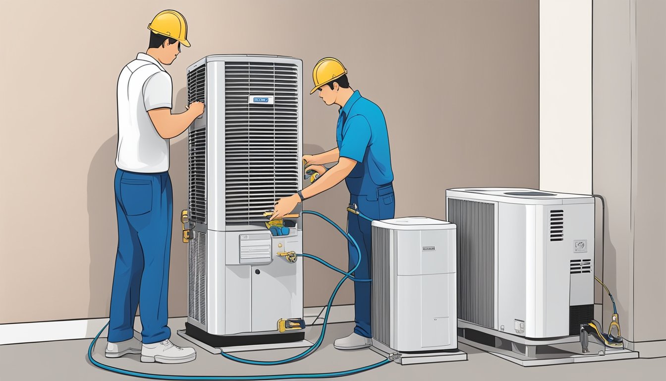 A technician installs, maintains, and repairs split system air conditioners for various brands